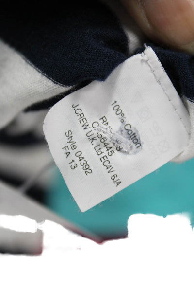 J Crew Women Blue Striped Cotton Turtleneck Long Sleeve T Shirt Size M
