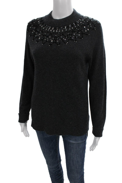 Saks Fifth Avenue Womens Pullover 100% Cashmere Mock Neck Gray Petite Size S