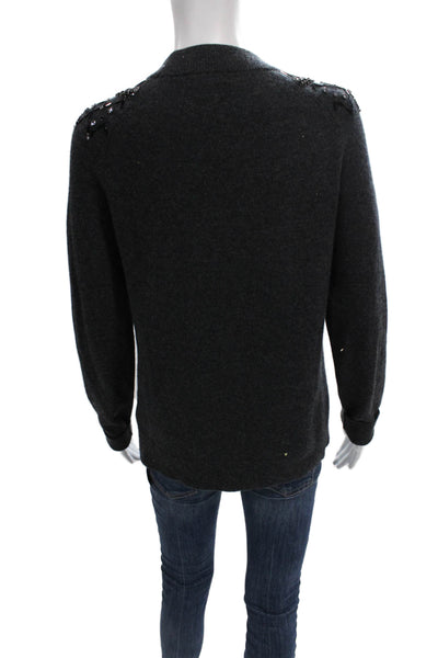 Saks Fifth Avenue Womens Pullover 100% Cashmere Mock Neck Gray Petite Size S