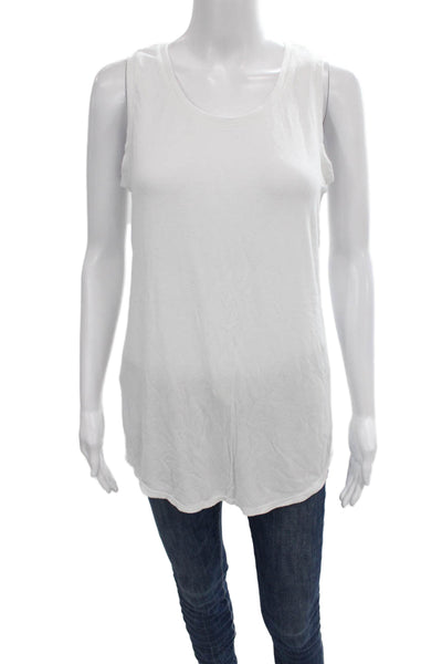 Magaschoni Womens Basic Sleeveless Tank White Modal Round Neck Size S