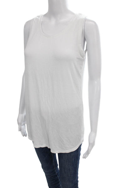 Magaschoni Womens Basic Sleeveless Tank White Modal Round Neck Size S