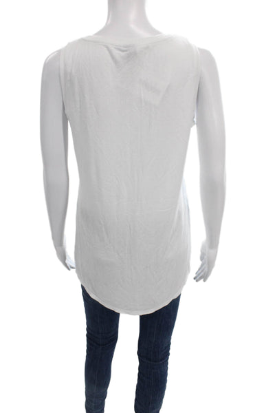 Magaschoni Womens Basic Sleeveless Tank White Modal Round Neck Size S