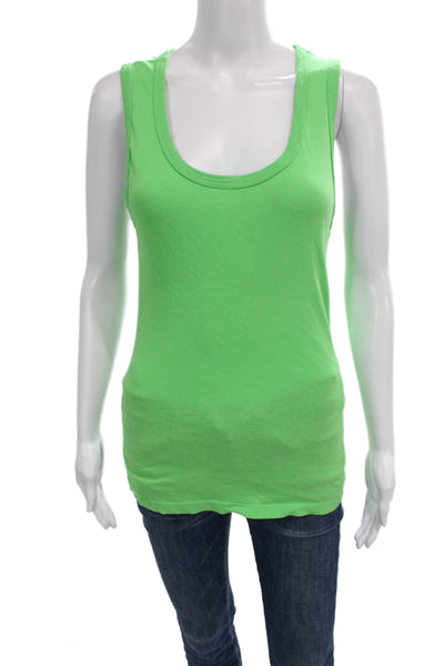 C&C California Women Green Scoop Neck Cotton Sleeveless Tank Basic Size S