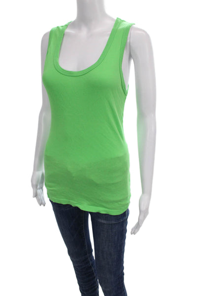 C&C California Women Green Scoop Neck Cotton Sleeveless Tank Basic Size S