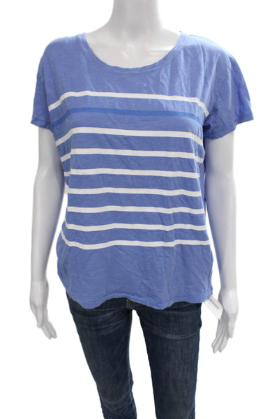 Vineyard Vines Women Cotton Striped Short Sleeve Basic T-Shirt Blue Size S