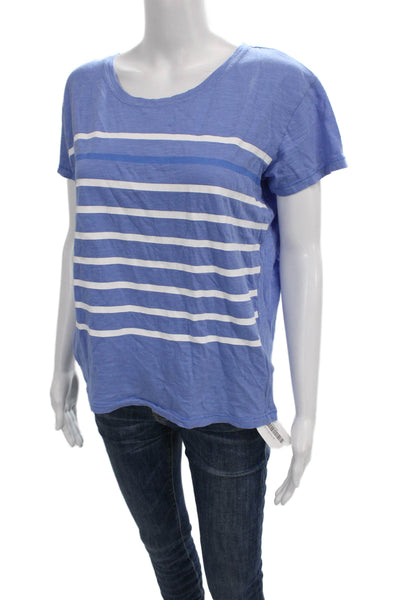 Vineyard Vines Women Cotton Striped Short Sleeve Basic T-Shirt Blue Size S