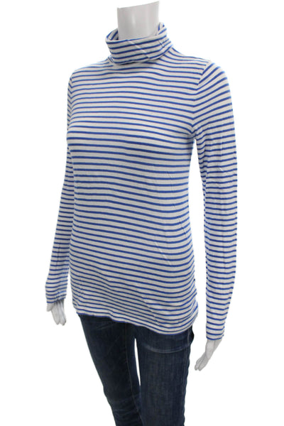 J Crew Womens Striped Turtleneck Long Sleeve Cotton Basic T-Shirt Size S