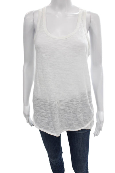 Cynthia Rowley Womens Basic Sleeveless Tank White Scoop Neck Polyester Size S