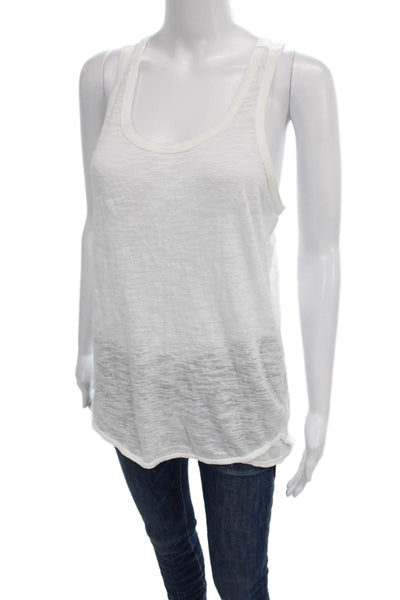 Cynthia Rowley Womens Basic Sleeveless Tank White Scoop Neck Polyester Size S