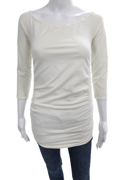 Last Tango Womens Ivory Boat Neck 3/4 Sleeve Tunic Nylon Lycra Size M