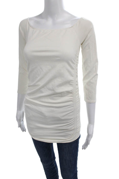 Last Tango Womens Ivory Boat Neck 3/4 Sleeve Tunic Nylon Lycra Size M