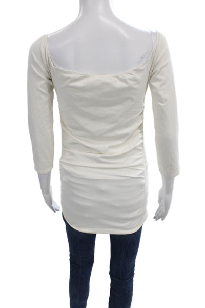 Last Tango Womens Ivory Boat Neck 3/4 Sleeve Tunic Nylon Lycra Size M
