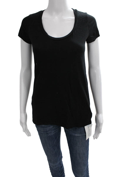 Splendid Women Basic Black Scoop Neck Short Sleeve T-Shirt Size S
