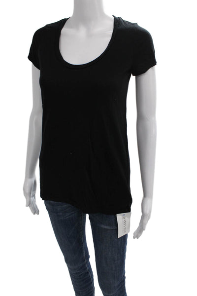 Splendid Women Basic Black Scoop Neck Short Sleeve T-Shirt Size S
