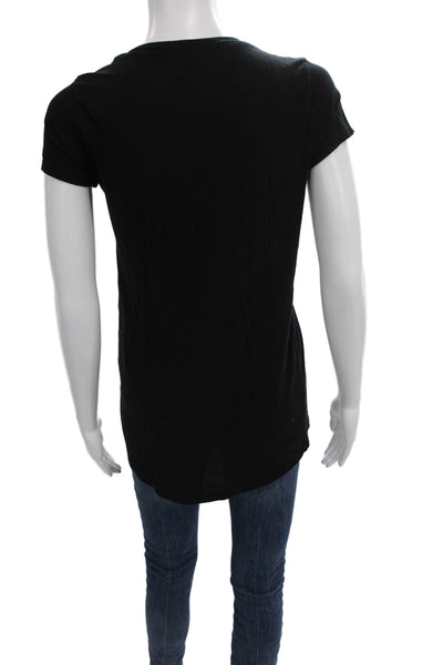 Splendid Women Basic Black Scoop Neck Short Sleeve T-Shirt Size S