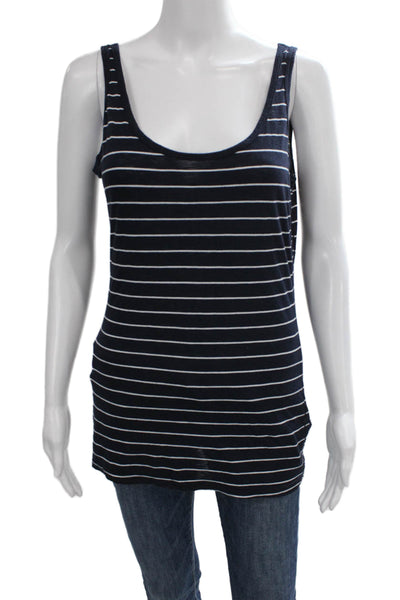 Michael Stars Womens Striped Scoop Neck Sleeveless Basic Tank Blue Size One Size