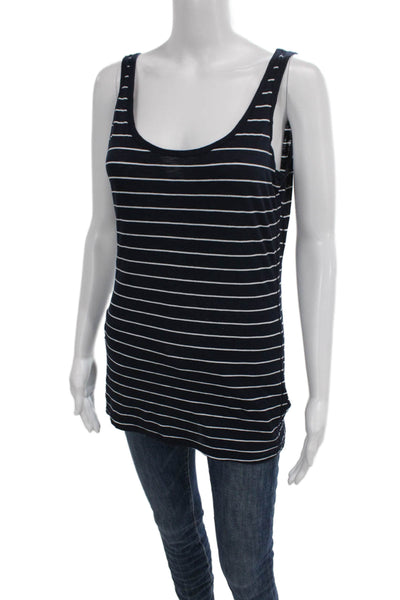 Michael Stars Womens Striped Scoop Neck Sleeveless Basic Tank Blue Size One Size
