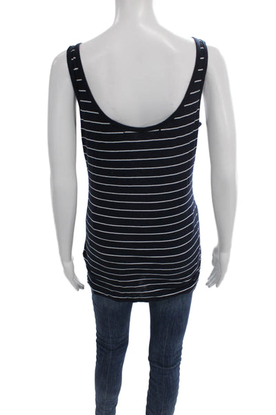 Michael Stars Womens Striped Scoop Neck Sleeveless Basic Tank Blue Size One Size