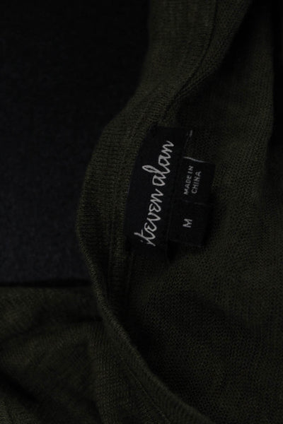 Steven Alan Women Basic Linen Scoop Neck Short Sleeve T-Shirt Green Size M