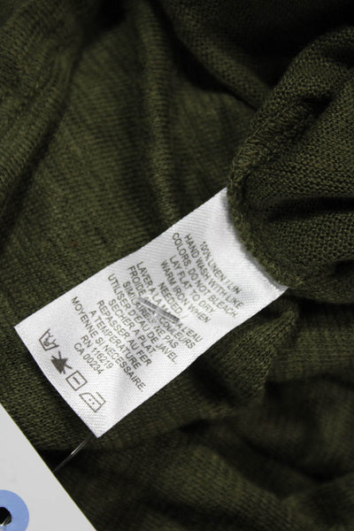 Steven Alan Women Basic Linen Scoop Neck Short Sleeve T-Shirt Green Size M