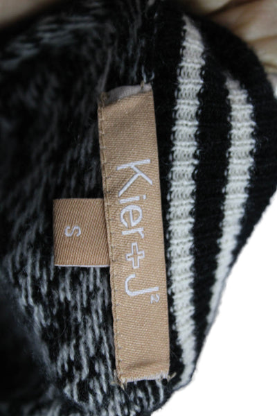 Kier + J Womens Black Houndstooth Cashmere Cardigan Long Sleeve Size S