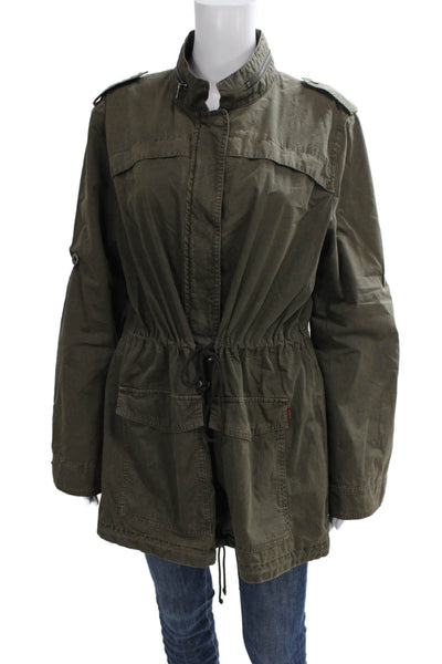 Levi Strauss & Co Womens Military Jacket Green Cotton Zip Size L