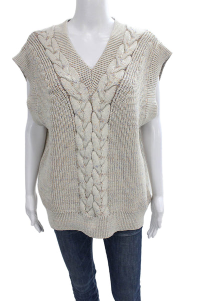 COS Women Vest Multicolor V-Neck Cable Knit Sleeveless Size M