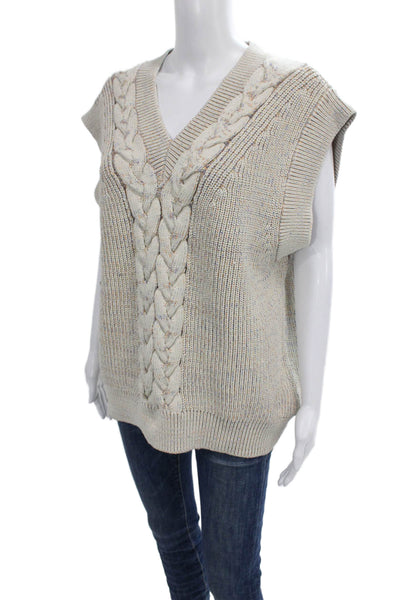COS Women Vest Multicolor V-Neck Cable Knit Sleeveless Size M