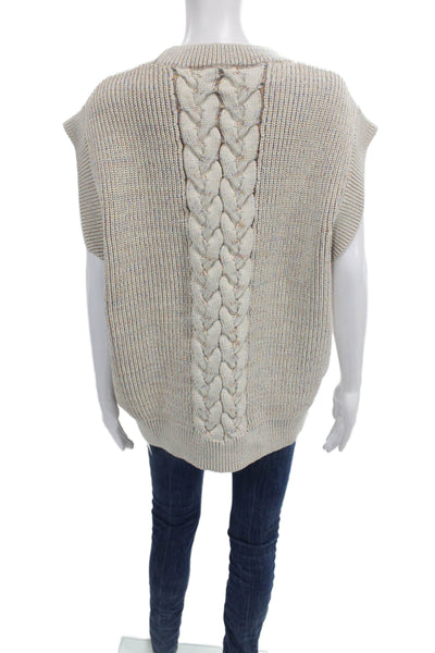 COS Women Vest Multicolor V-Neck Cable Knit Sleeveless Size M