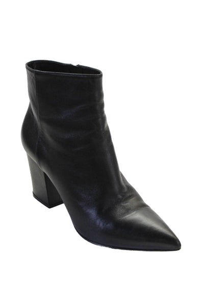 Sergio Rossi Womens Leather Pointed Toe Zip Up Ankle Boots Black Size 38. 8.5