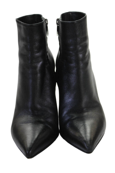 Sergio Rossi Womens Leather Pointed Toe Zip Up Ankle Boots Black Size 38. 8.5