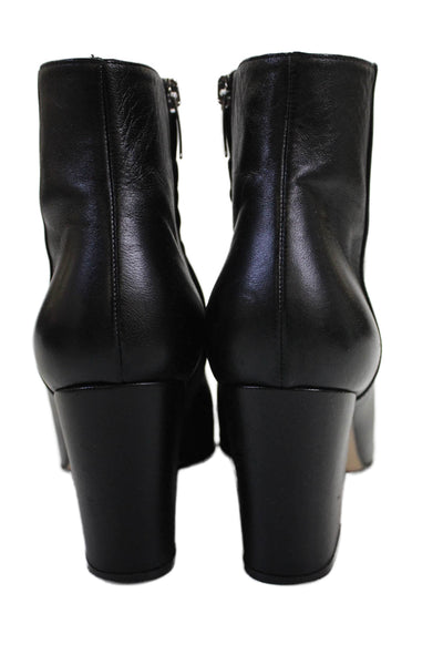 Sergio Rossi Womens Leather Pointed Toe Zip Up Ankle Boots Black Size 38. 8.5