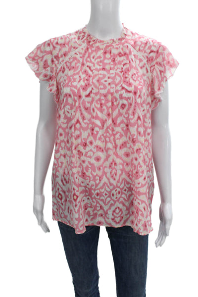 Nanette Nanette Lepore Womens Pink Rayon Mock Neck Short Sleeve Blouse Size M
