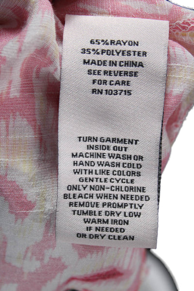Nanette Nanette Lepore Womens Pink Rayon Mock Neck Short Sleeve Blouse Size M