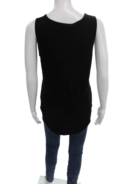 Vince Women Black Viscose Basic Scoop Neck Sleeveless Tank Pullover Size M