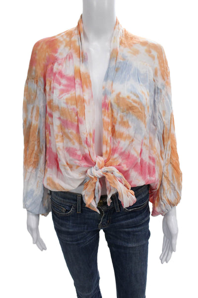 Young Fabulous & Broke Womens Tie-Dye Cropped Blouse Multicolor Size L