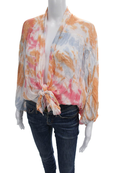 Young Fabulous & Broke Womens Tie-Dye Cropped Blouse Multicolor Size L