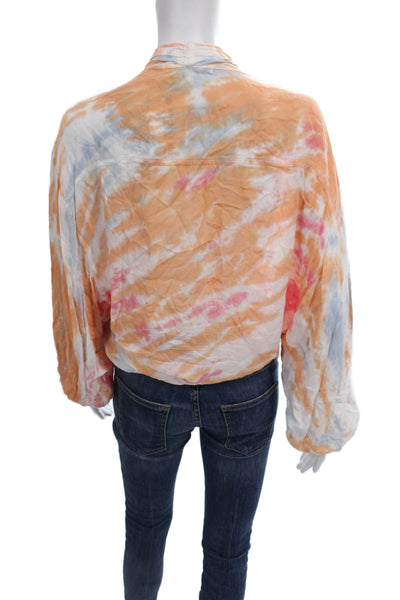 Young Fabulous & Broke Womens Tie-Dye Cropped Blouse Multicolor Size L