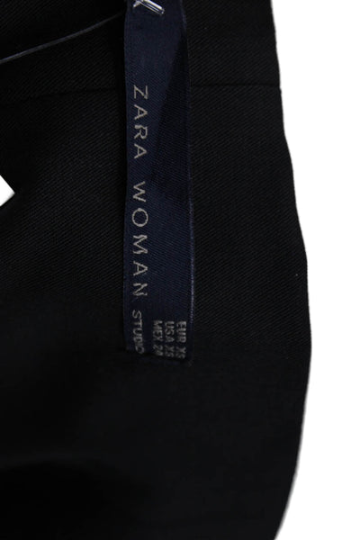 Zara Womens Cropped Wool Blend Black Pants Size XS