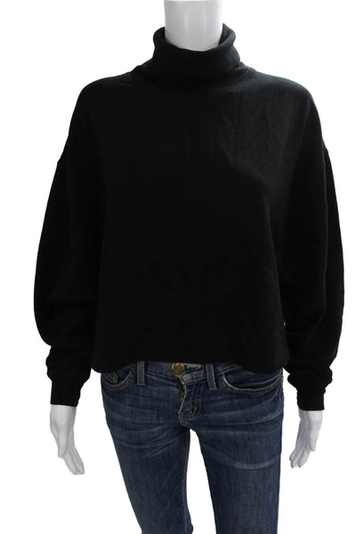 Mono B Womens Pullover Turtleneck Rayon Sweatshirt Black Long Sleeve Size M