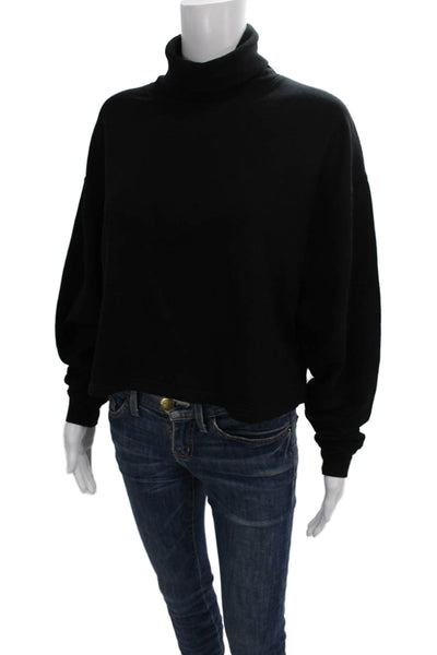 Mono B Womens Pullover Turtleneck Rayon Sweatshirt Black Long Sleeve Size M