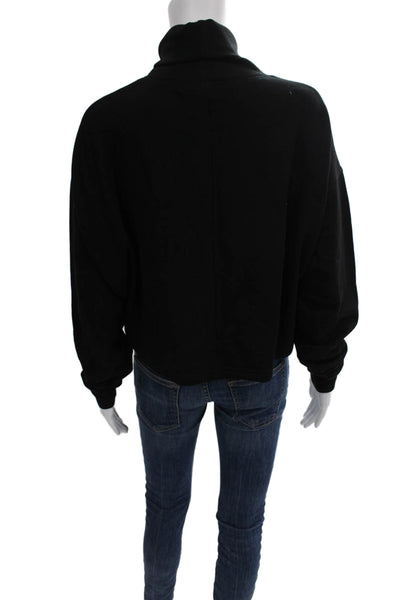 Mono B Womens Pullover Turtleneck Rayon Sweatshirt Black Long Sleeve Size M