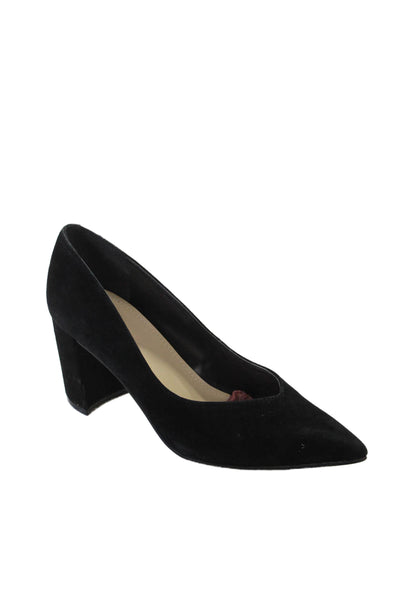 Marc Fisher Womens Slip On Block Heel Pointed Toe Pumps Black Suede Size 7M