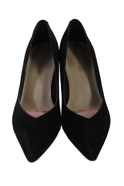 Marc Fisher Womens Slip On Block Heel Pointed Toe Pumps Black Suede Size 7M