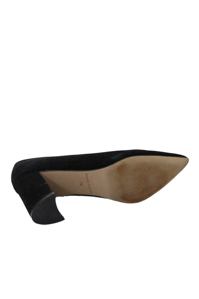 Marc Fisher Womens Slip On Block Heel Pointed Toe Pumps Black Suede Size 7M