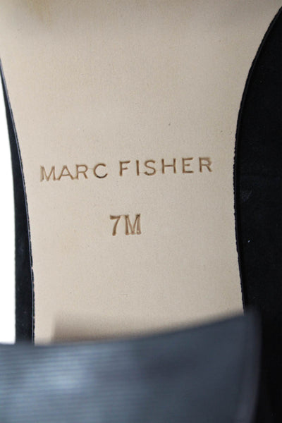 Marc Fisher Womens Slip On Block Heel Pointed Toe Pumps Black Suede Size 7M