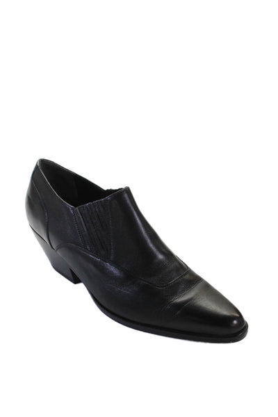 Vince Womens Slip On Block Heel Pointed Toe Pumps Black Leather Size 7M