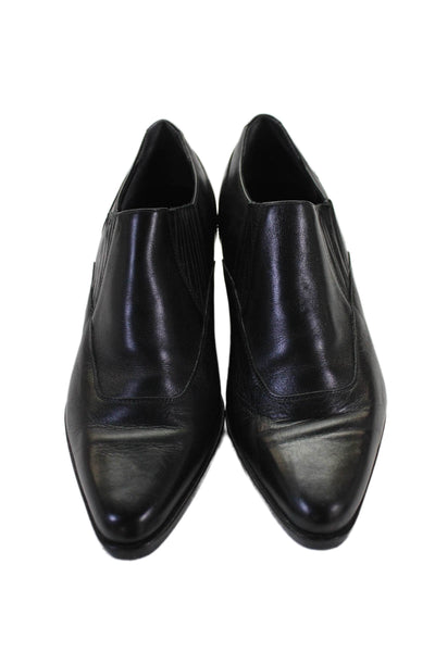 Vince Womens Slip On Block Heel Pointed Toe Pumps Black Leather Size 7M