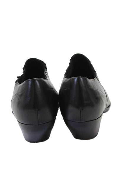 Vince Womens Slip On Block Heel Pointed Toe Pumps Black Leather Size 7M