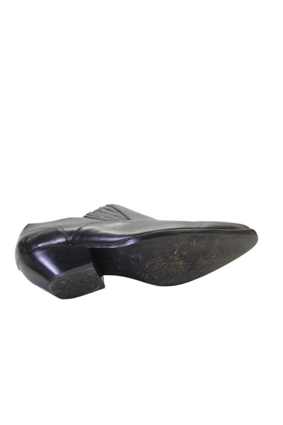 Vince Womens Slip On Block Heel Pointed Toe Pumps Black Leather Size 7M